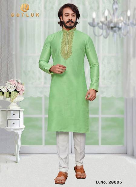 Pista Green Colour Outluk vol 28 Stylish Fancy Designer Party And Function Wear Art Silk Kurta Churidar Pajama Redymade Collection 28005